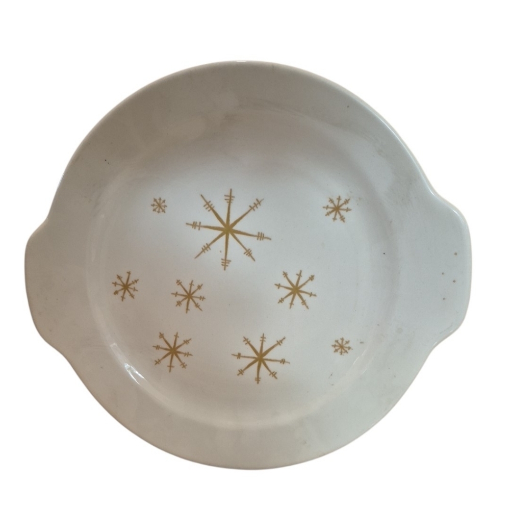 Royal China  Ironstone Vintage MCM "Star Glow" Pattern Tab Handled Cake Plate